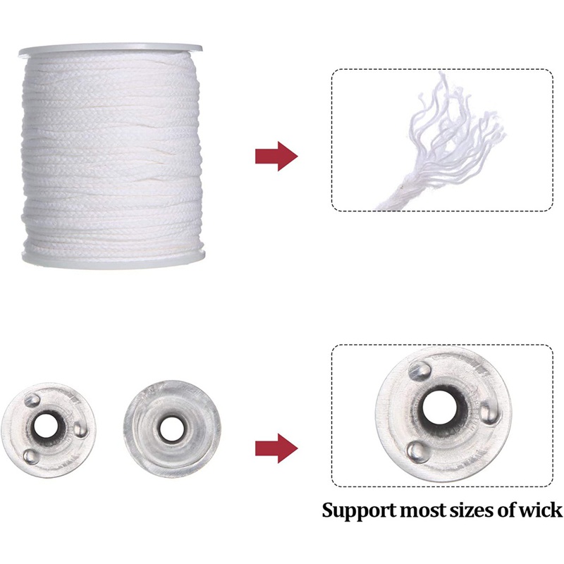 1 Cuộn 200Ft / 61M Dây Bấc Đèn Cầy Bằng Cotton + 100 Dây Bấc