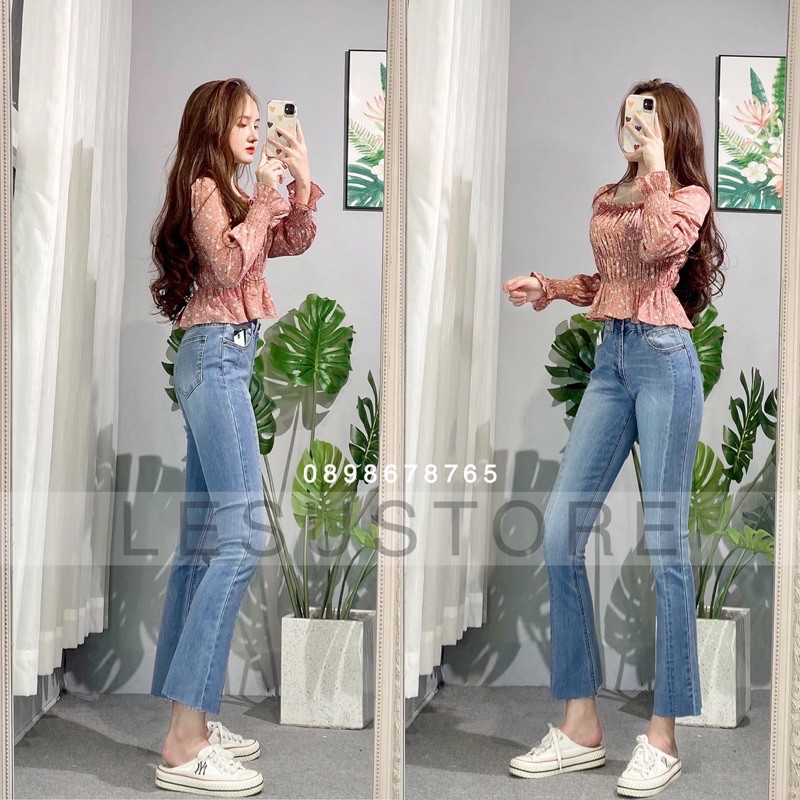 ẢNH TỰ CHỤP Quần jeans loe lai cắt 86cm