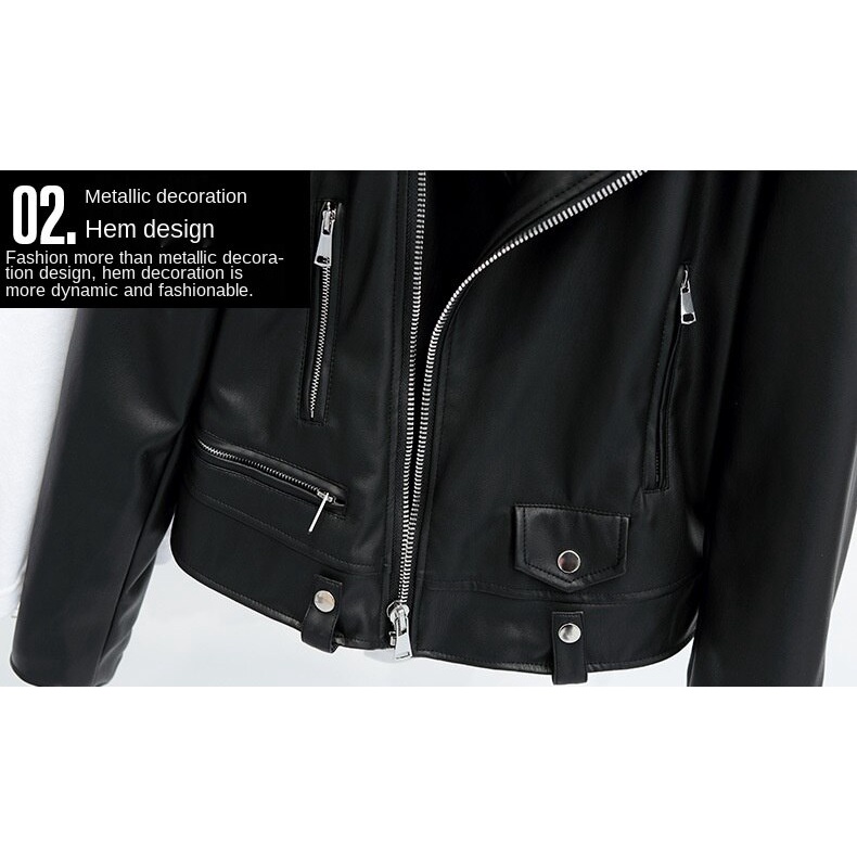 Áo khoác da pu khóa kéo thời trang thu đông cho nữ