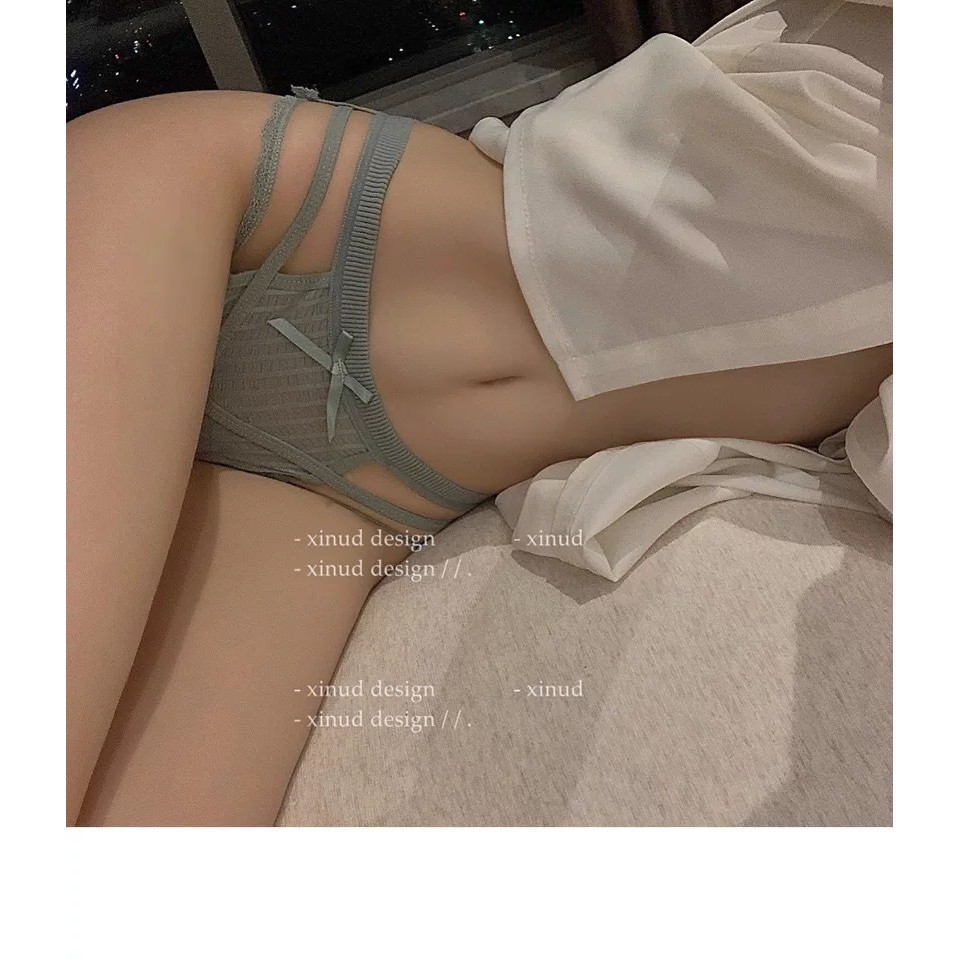 Quần lót nữ cotton dây đan chéo nơ thoáng khí viền ren Lolita sexy size 35-65kg M18 | BigBuy360 - bigbuy360.vn