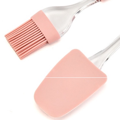 Phới dẹt và chổi quét dầu ăn hình con gà, Set 2 chiếc màu hông