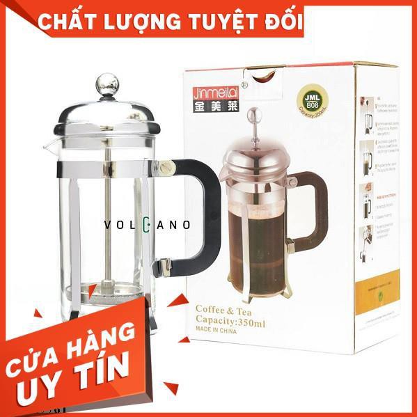 Bình pha French Press thuỷ tinh , khung inox 350ML