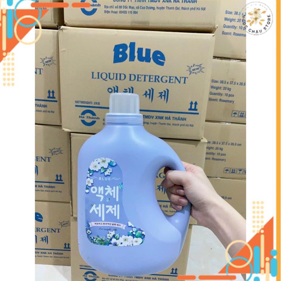 Nước giặt hàn quốc BLUE VIVI chính cãng can 2 lít đậm đặc 2 loại  xanh hồng  NGỌC CHÂU STORE