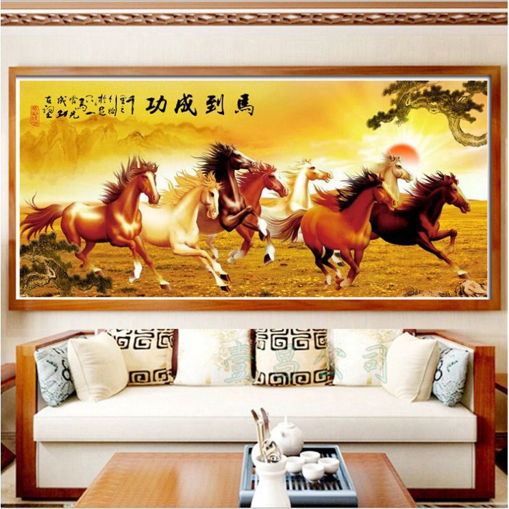 Tranh Thêu Chữ Thập Chỉ Lụa Thêu Kín Chưa Thêu Mã Đáo Thành Công MDW0572