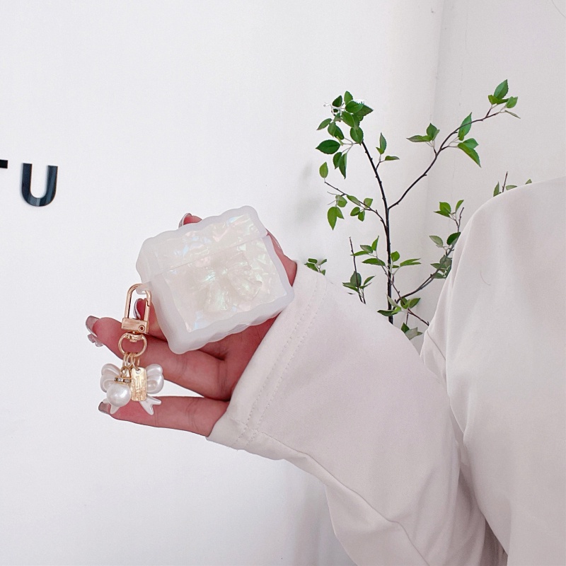 Vỏ Bảo Vệ Hộp Sạc Tai Nghe AirPods 1 2 3 Pro Đính Nơ Và Ngọc Trai Sang Trọng Thời Trang