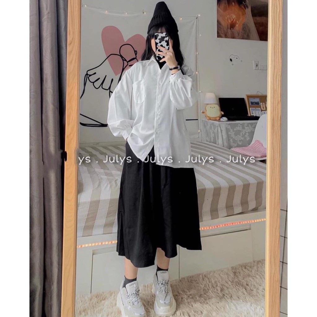 [Mã FAMAYWA giảm 10K đơn 50K] Áo Sơ Mi Trắng Tay Phồng Túi Ngực Unisex Form rộng | BigBuy360 - bigbuy360.vn