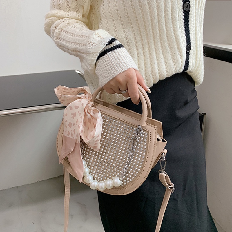 Ielgy Túi Xách Yên Ngựa Đính Kim Cương Sáng Lấp Lánh Kiểu niche Cho Nữ