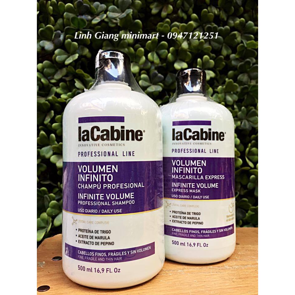 Dầu gội + dầu xả Lacabine chống rụng và làm bồng tóc 500ml