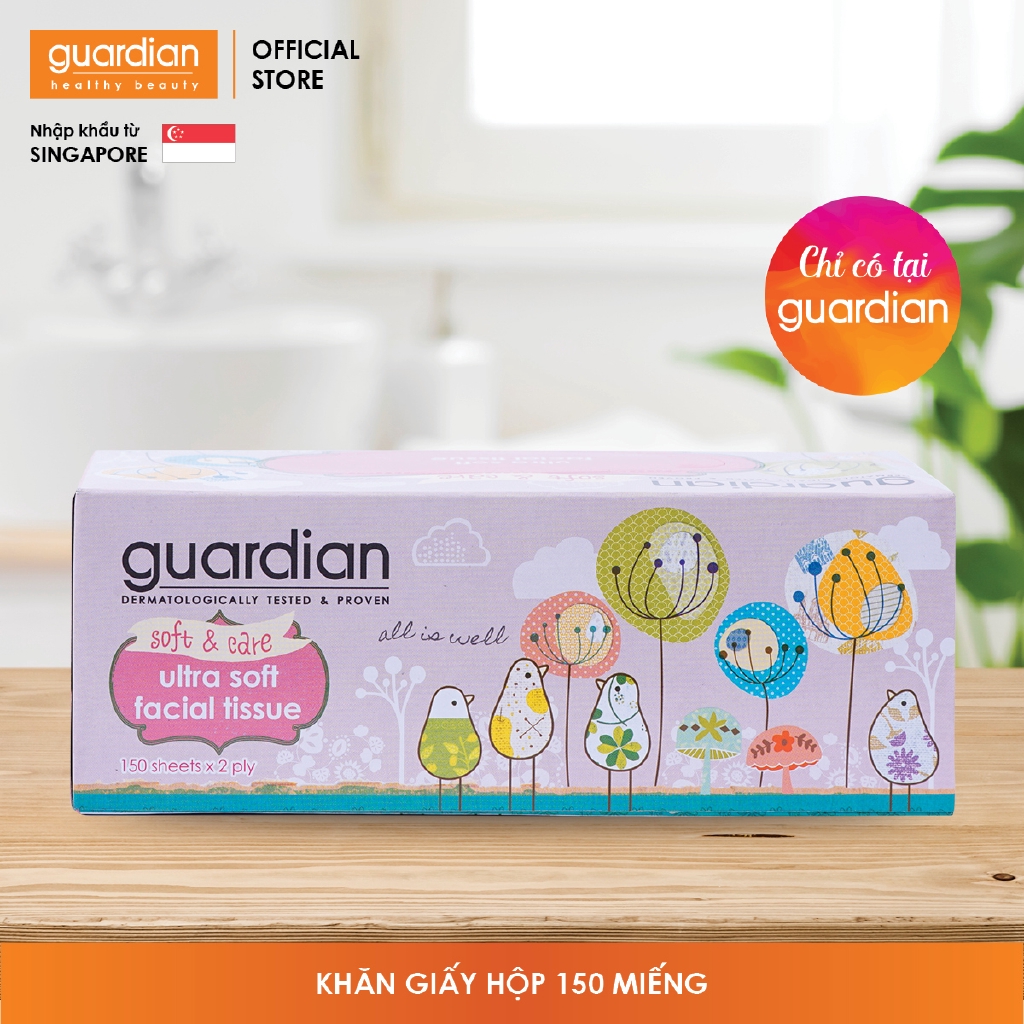 Giấy lau mặt khô Guardian không hương 150 tờ x 2 lớp