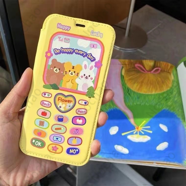 Bao Da Điện Thoại Nắp Lật Chống Sốc Hình Ba Chú Gấu Cho iPhone13 13promax 11 / 12pro XR