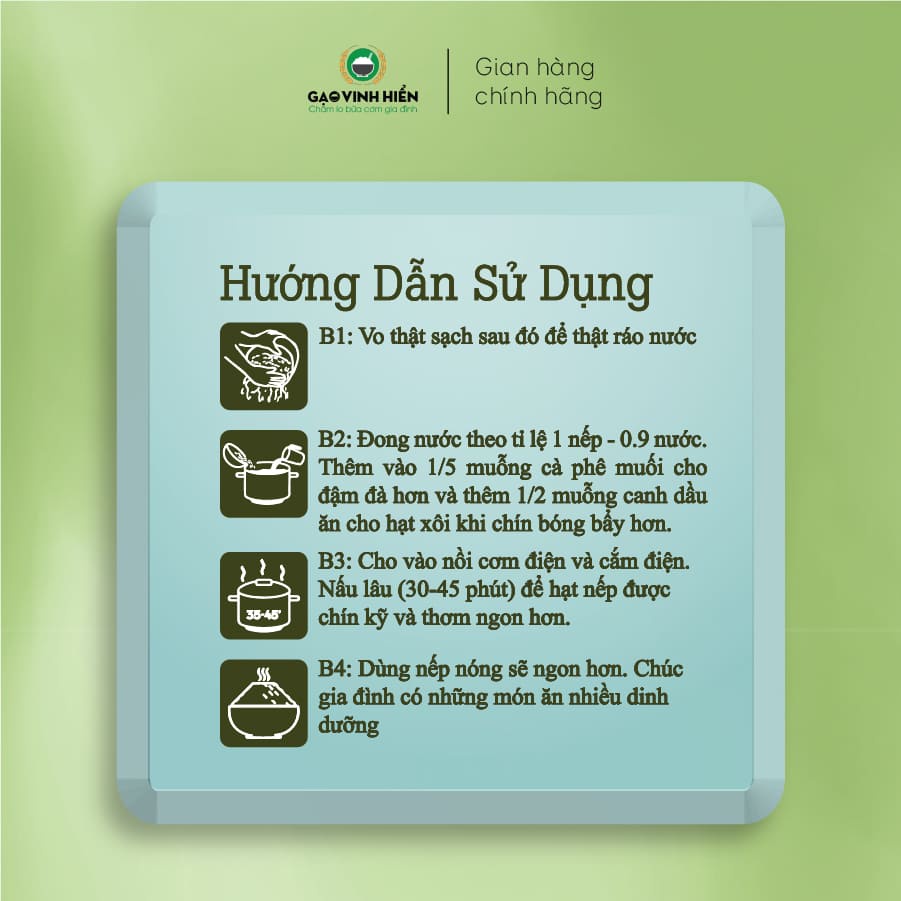 Nếp Chùm Vinh Hiển 1kg / Nếp dẻo vừa, thơm nhẹ, mềm ngon.