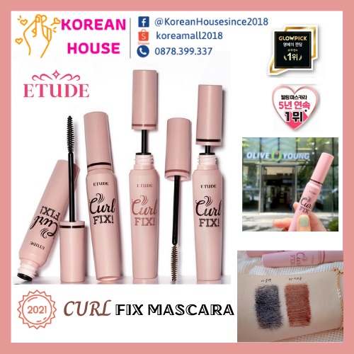 [Mới] ETUDE CURL FIX MASCARA 8g Chất lượng cao Chuốt Cong và Dài mi_Super Waterproof