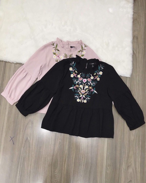 Sơmi babydoll thêu hoa