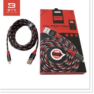Cáp byz 3m dây dù bc 090 đủ loại cổng sạc micro usb - type c - lightning