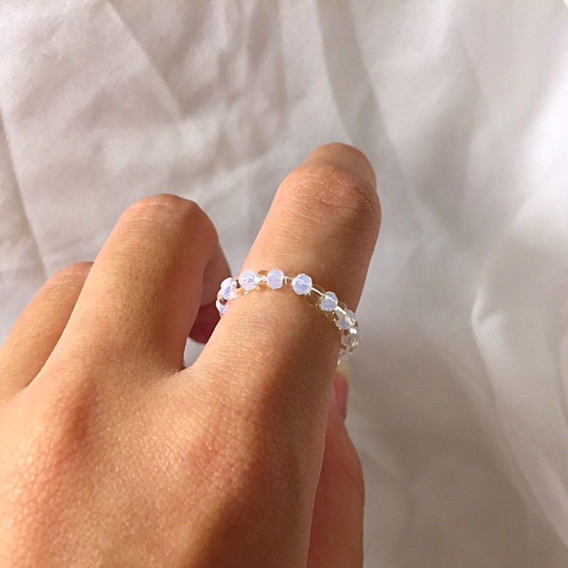 Nhẫn Hạt Đá Pha Lê Opal Hàn Quốc-Handmade