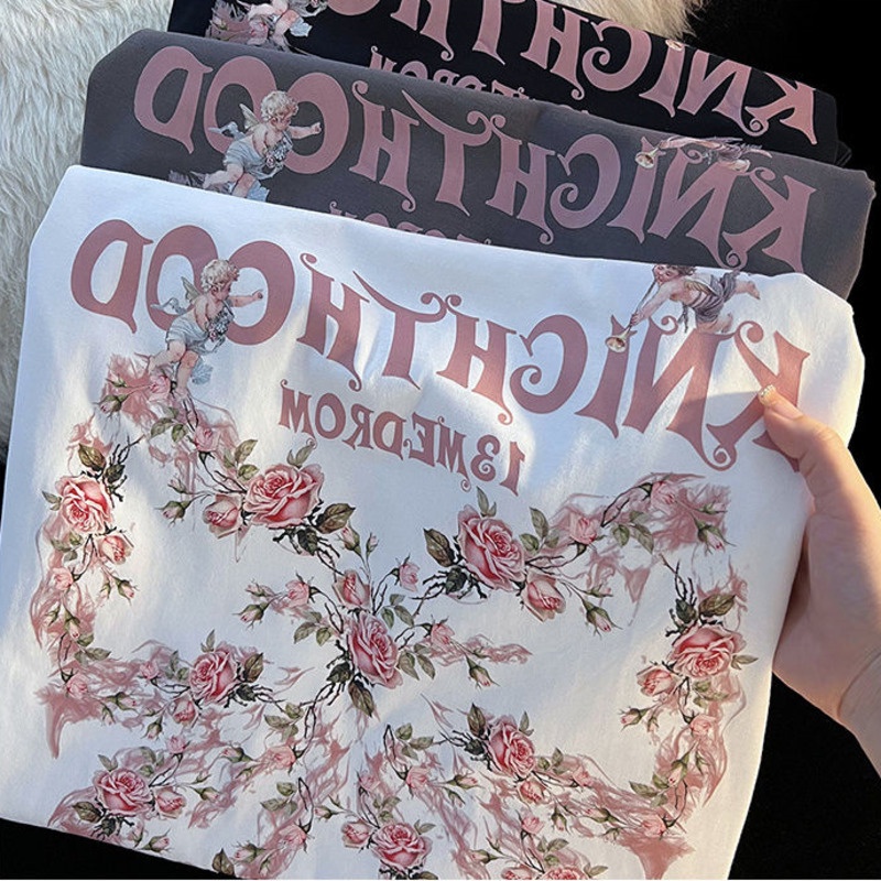 Áo Thun Tay Ngắn Cổ Tròn In Hình Bướm Dễ Thương Thời Trang Mùa Hè Cho Nữ