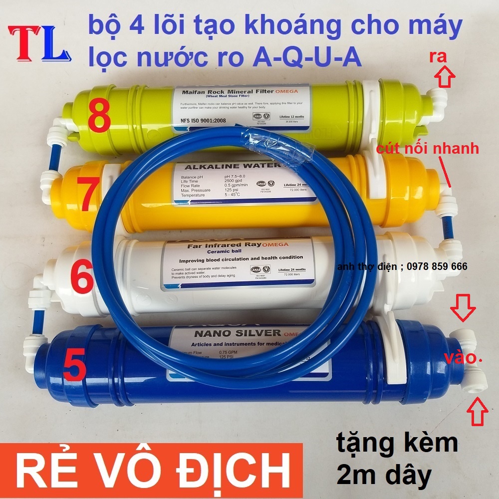 Combo 4 lõi lọc tạo khoáng máy lọc nước RO Aqua ❤️FREESHIP❤️ Dùng được cho tất cả các loại máy lọc RO gia đình