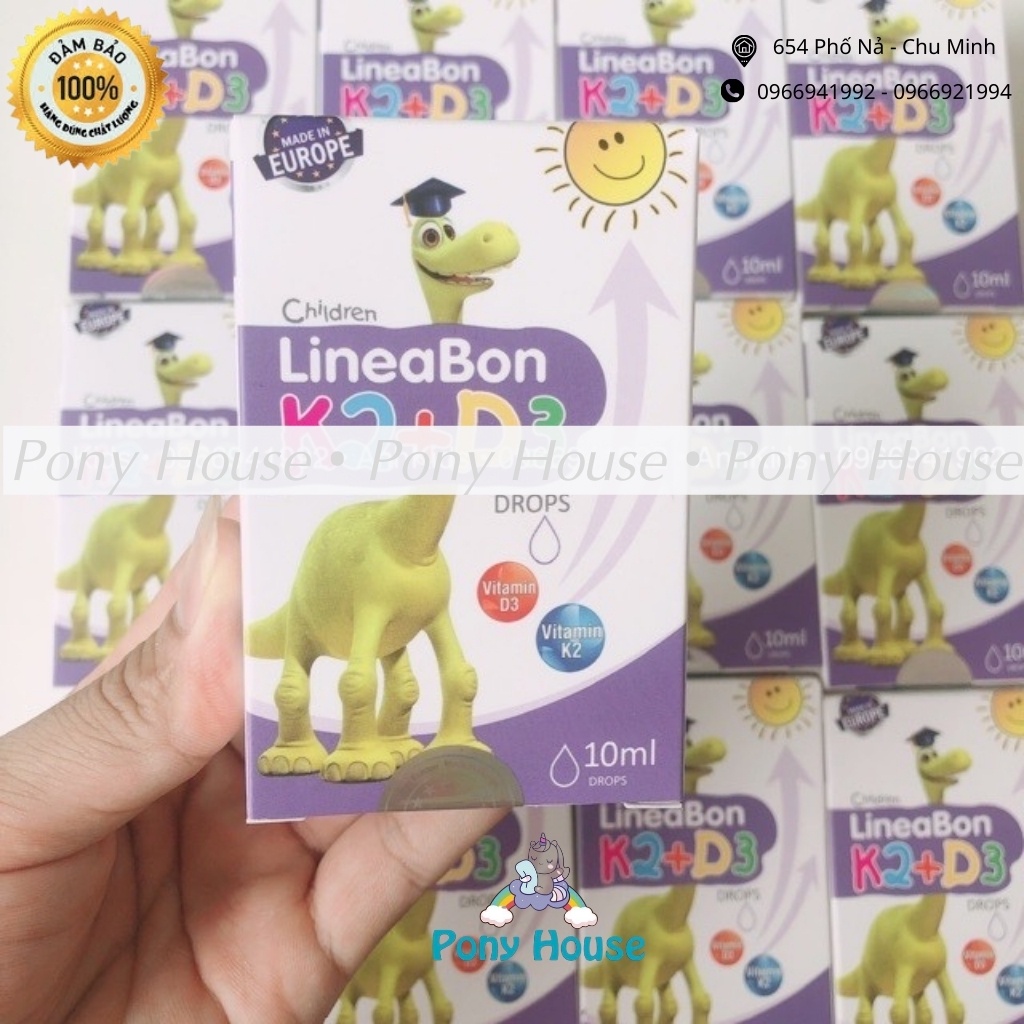 Vitamin D3 K2 Lineabon Drops Chứa MK7 cho bé tăng hấp thu Canxi, chắc khỏe xương, răng Dùng cho bé từ sơ sinh Chính Hãng