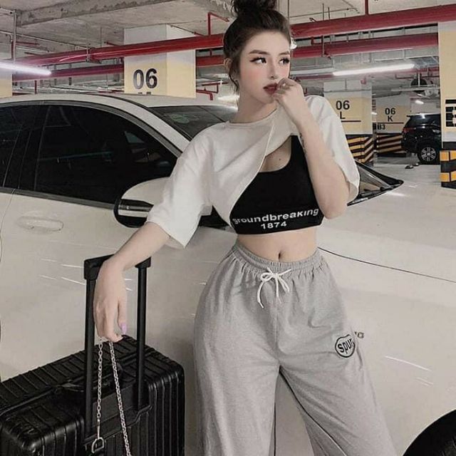 Sét áo Croptop in chữ mẫu Siêu hót 2020
