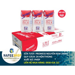 SỮA TƯƠI PROMESS NGUYÊN KEM 200ML (THÙNG 24 HỘP)