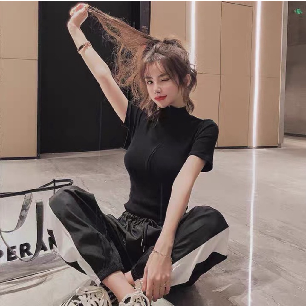 Áo Thun Ngắn Tay Phối Kéo Khoá Dễ Mix Đồ