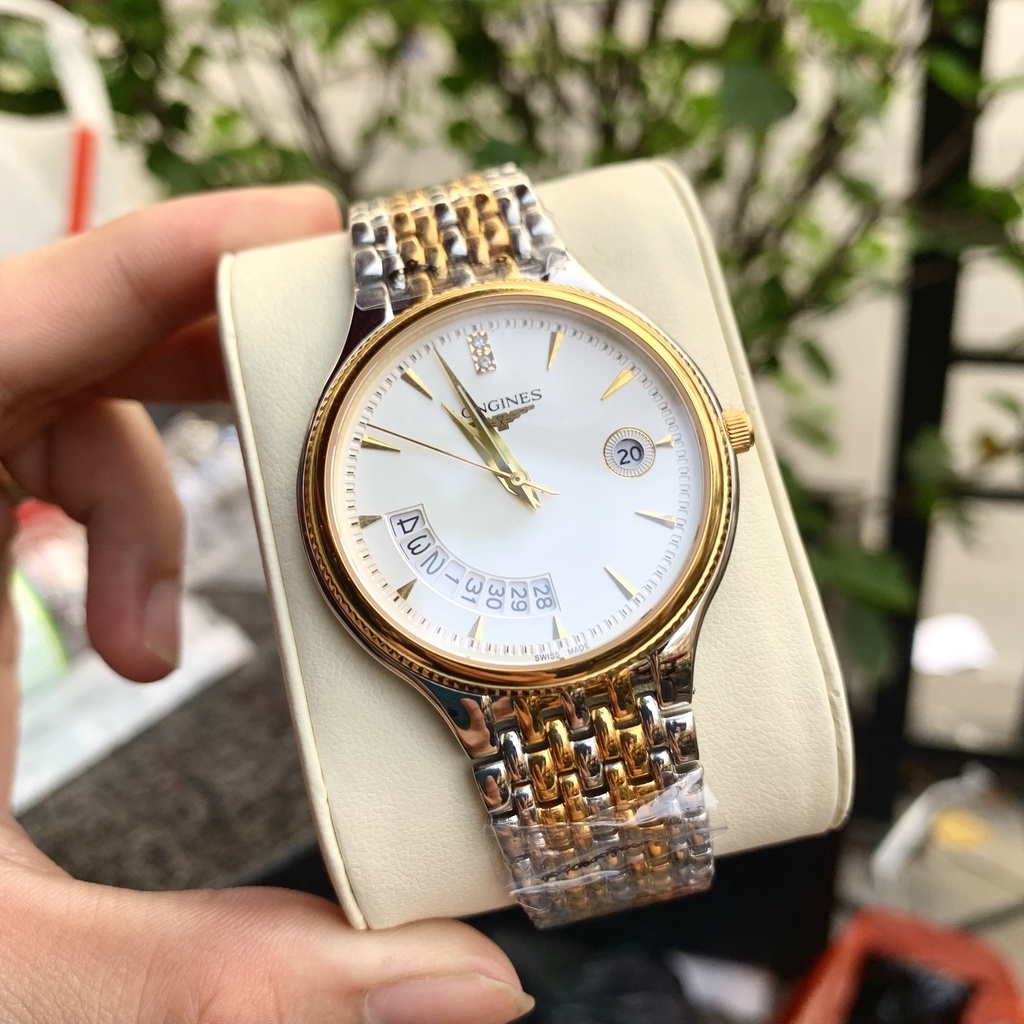 Đồng Hồ Nam longines Sapphire LG033 Mặt TRẮNG Chống nước, Chống Xước TUYỆT ĐỐI