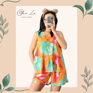 Đồ bộ lụa Cam Sữa SÁT NÁCH QUẦN ĐÙI mặc nhà
