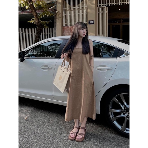 𝙏𝙝𝙮𝙩𝙝𝙮 𝘿𝙧𝙚𝙨𝙨 - Đầm midi linen