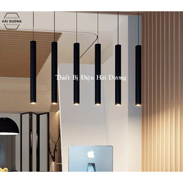 Combo 9 Đèn rọi ống bơ 60cm màu đen ánh sáng vàng đường kính 3cm