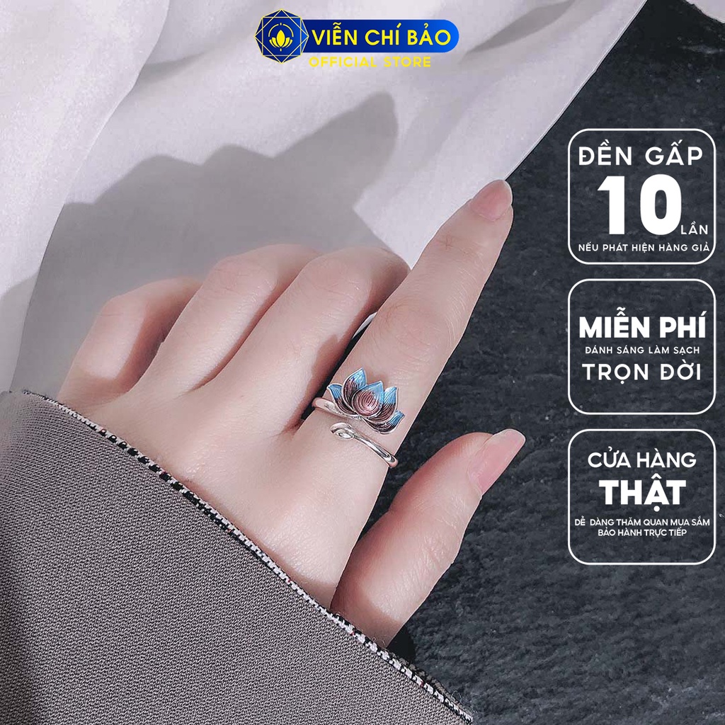 Nhẫn bạc nữ Hoa Sen Xanh chất liệu bạc Thái 925 thời trang phụ kiện trang sức nữ Viễn Chí Bảo N000503
