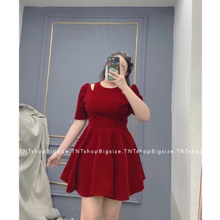 ĐẦM NHUNG KHOÉT VAI [ TNT SHOP BIGSIZE 60KG - 90KG ]