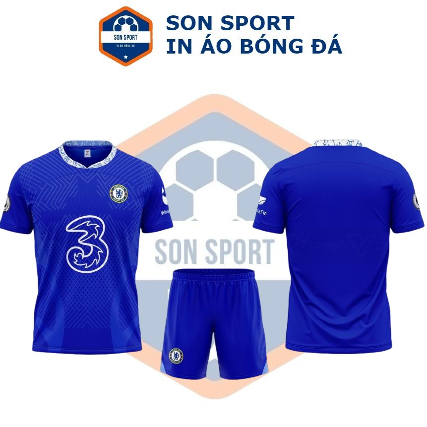 Bộ Quần Áo Bóng Đá Thun Thái CLB Chelsea Xanh