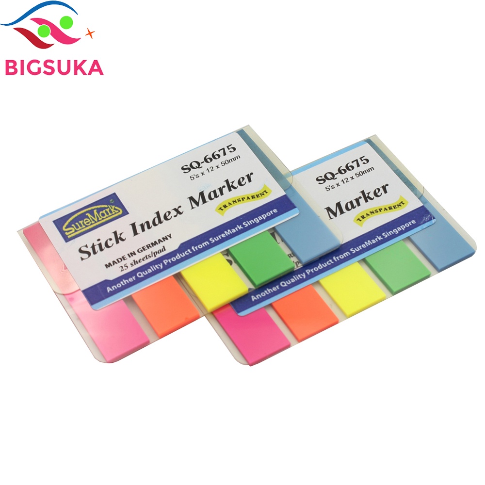 Giấy note ghi chú 5 màu nhựa Suremark BIGSUKA