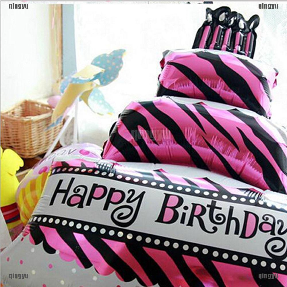 Bong Bóng Nhôm Hình Bánh Kem Chữ Happy Birthday Thời Trang