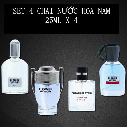 Set 4 Nước hoa nam cao cấp 25ml nước hoa chính hãng,Thơm Lôi Cuốn, Ấn Tượng Khó Phai Flower Of Story Nh28
