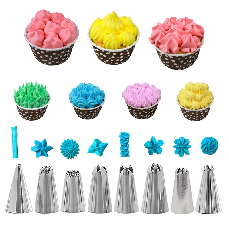 14 Pcs/ Set Cake DIY Decorating Tools/ Stainless Steel Piping Nozzle/ Baking Cream Modeling Squeeze Bag/ Kitchen Practical Gadgets