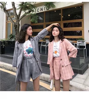 SET VEST CARO QUẦN SHORT - SET CÔNG SỞ