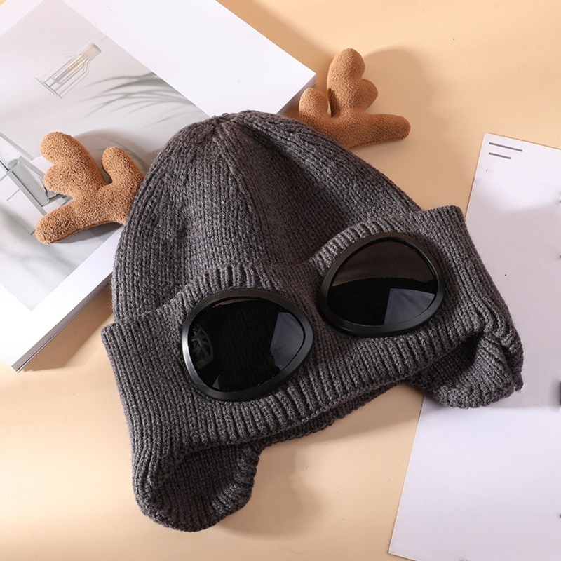 Mũ Phi Công Dệt Kim Hình Sừng Hươu Đáng Yêu Thời Trang Mùa Đông Cho Người Lớn
