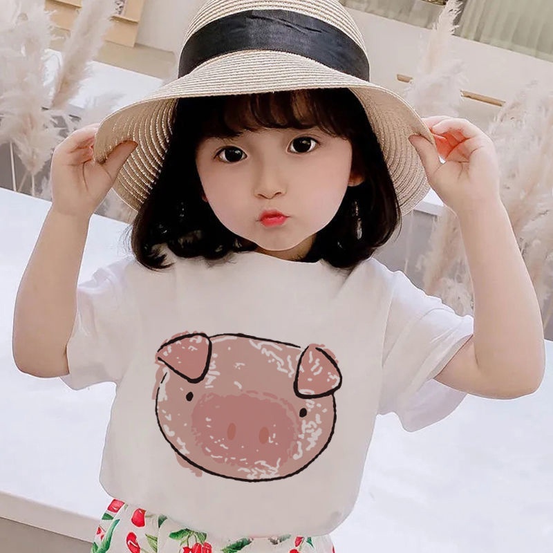 Áo Thun Tay Lỡ Vải cotton Họa Tiết Hoạt Hình Dễ Thương Cho Bé Gái