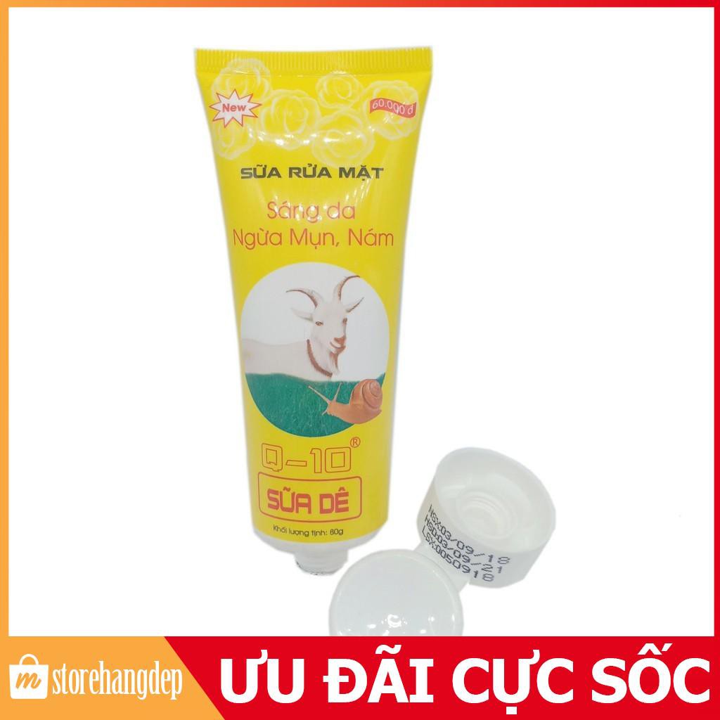 ⏩Sữa rửa mặt sáng da ngăn ngừa mụn nám Q10 - Sữa dê 80ml (Vàng - Trắng) [Hàng đẹp]