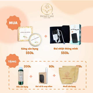 Combo Gừng săn bụng + Đai nhiệt thông minh Tặng 2 muối săn bụng, 1 Dầu săn bụng, 1 wap nilon, 1 Đai vải