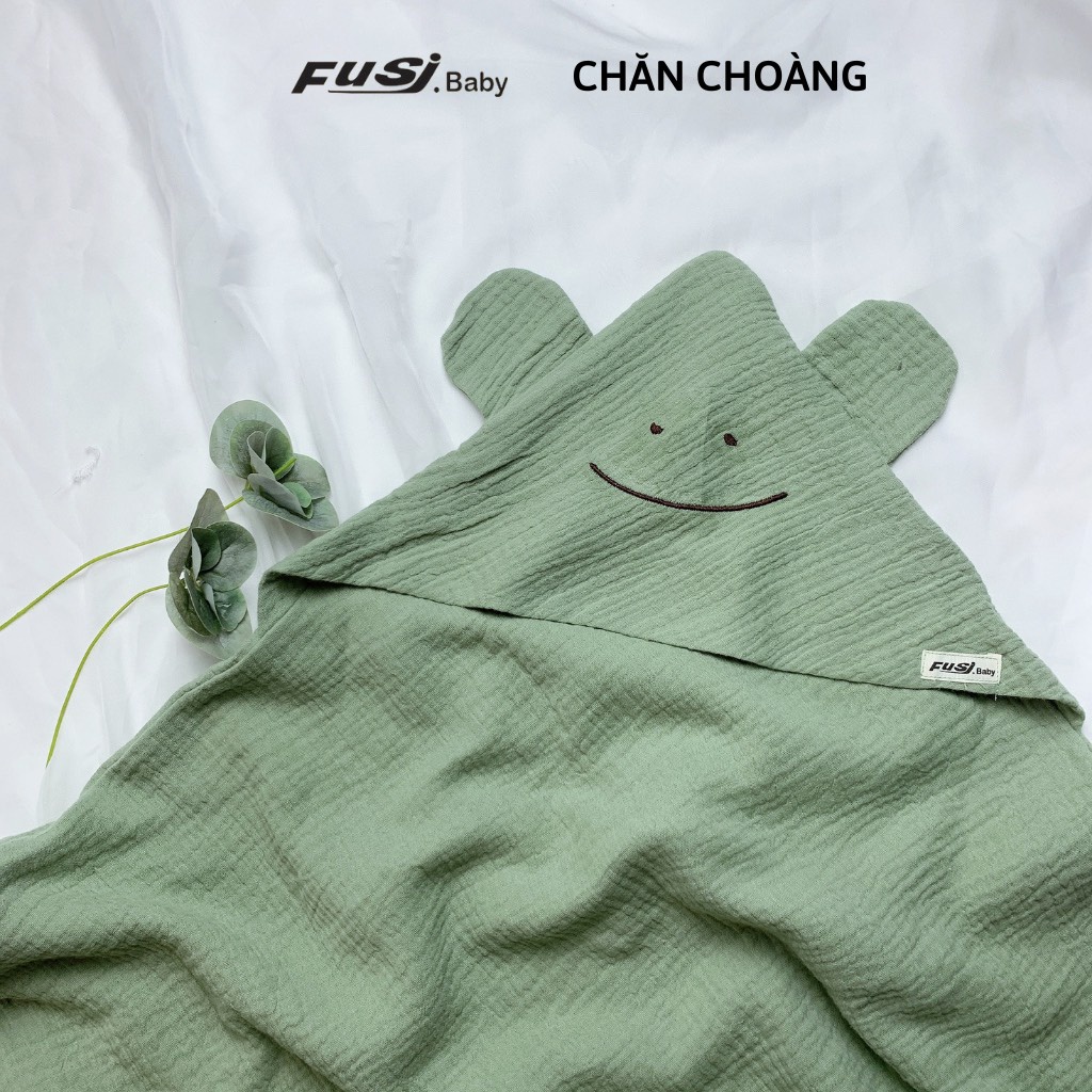 Khăn ủ xô sơ sinh, Ủ choàng cotton 4 lớp, Khăn tắm có mũ cho bé Aden Kiến Baby Store