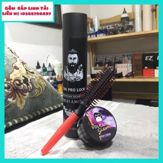 Gôm Xịt Tóc ✅FREESHIP✅ Keo xịt tóc tạo phồng nam nữ The Pro Lock 420ml chính hãng + SÁP VUỐT TÓC NAM VOLCANIC CLAY