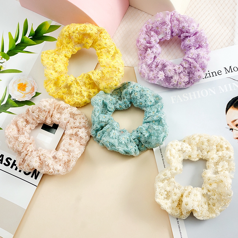 Dây buộc tóc ren co giãn phong cách retro Pháp thời trang cho nữ yq061208