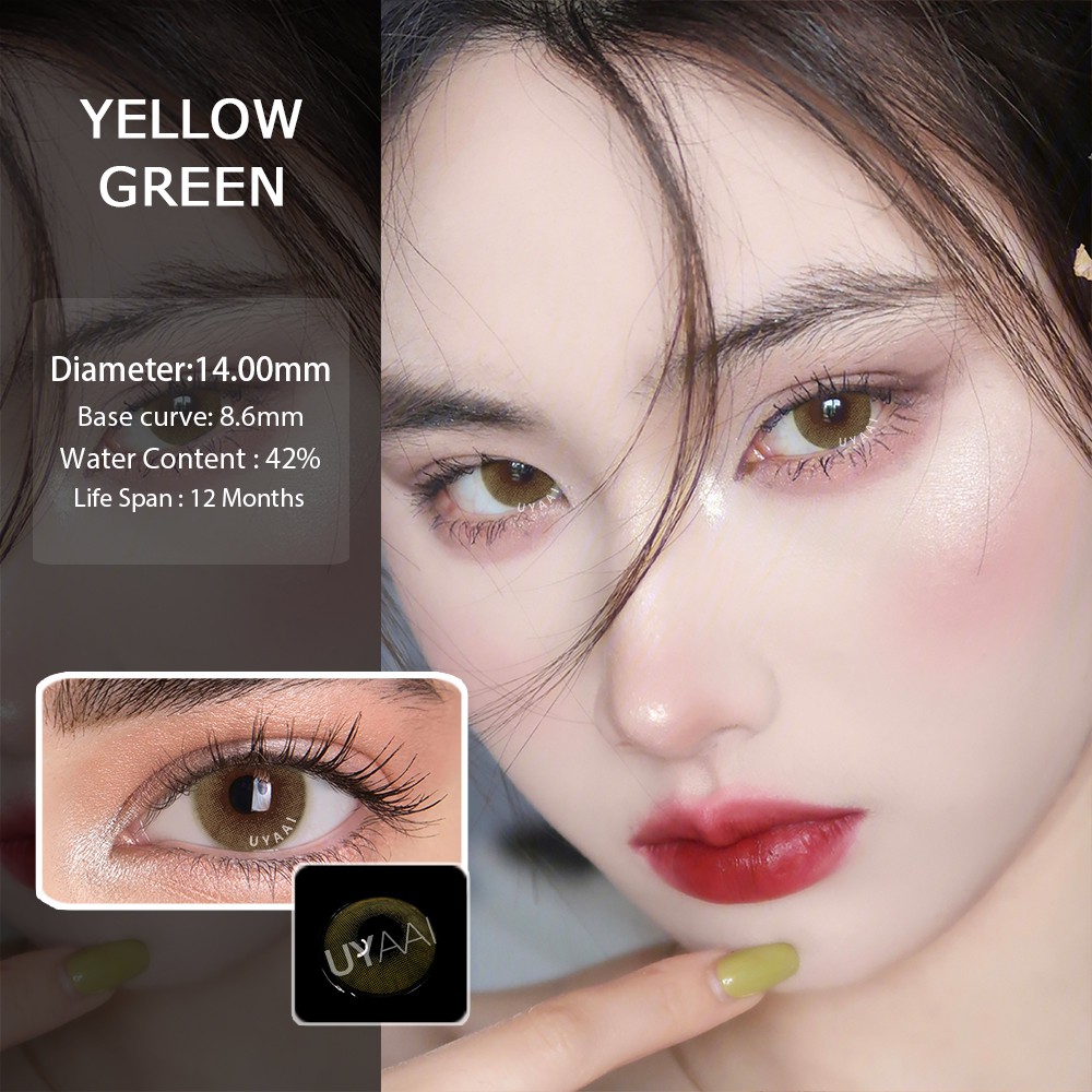 Set 2 kính áp tròng phản quang phân cực UYAAI màu xám tự nhiên