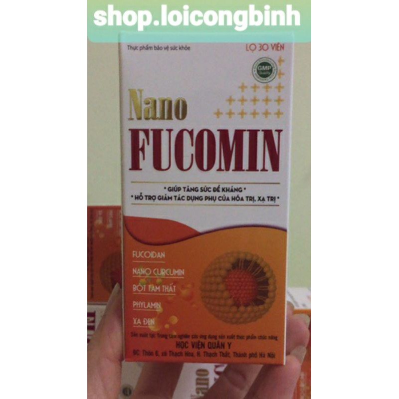 NANO FUCOMIN Học Viện Quân Y gồm Fucoidan, Nano Curcumin, Bột Tam Thất, Cao Xạ Đen Hỗ Trợ Điều Trị Ung Thư hạn tới 2023