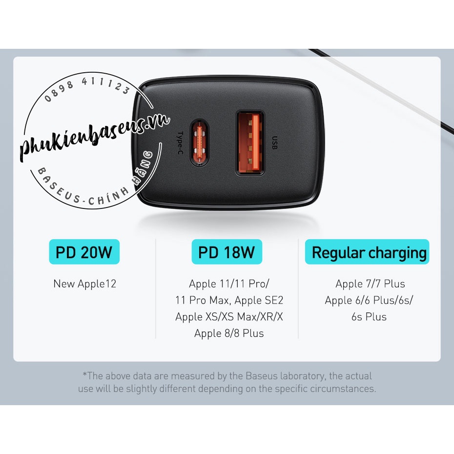 Cóc sạc nhanh siêu nhỏ gọn Baseus Compact Quick Charger 20W