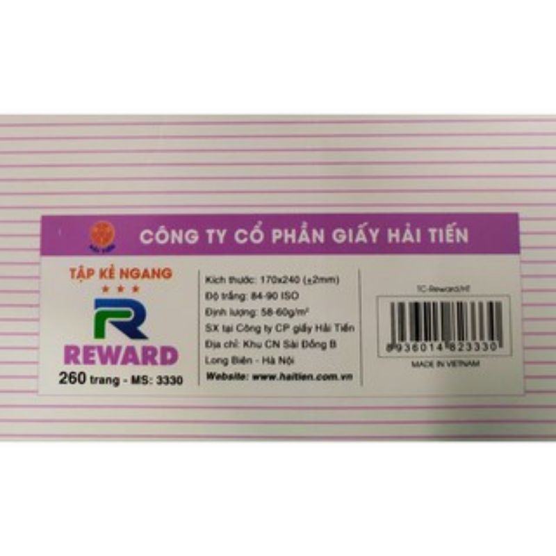 TẬP VỞ SINH VIÊN HẢI TIẾN 200/300 TRANG - VỞ SINH VIÊN REWARD KẺ NGANG 3323/3354 60GSM
