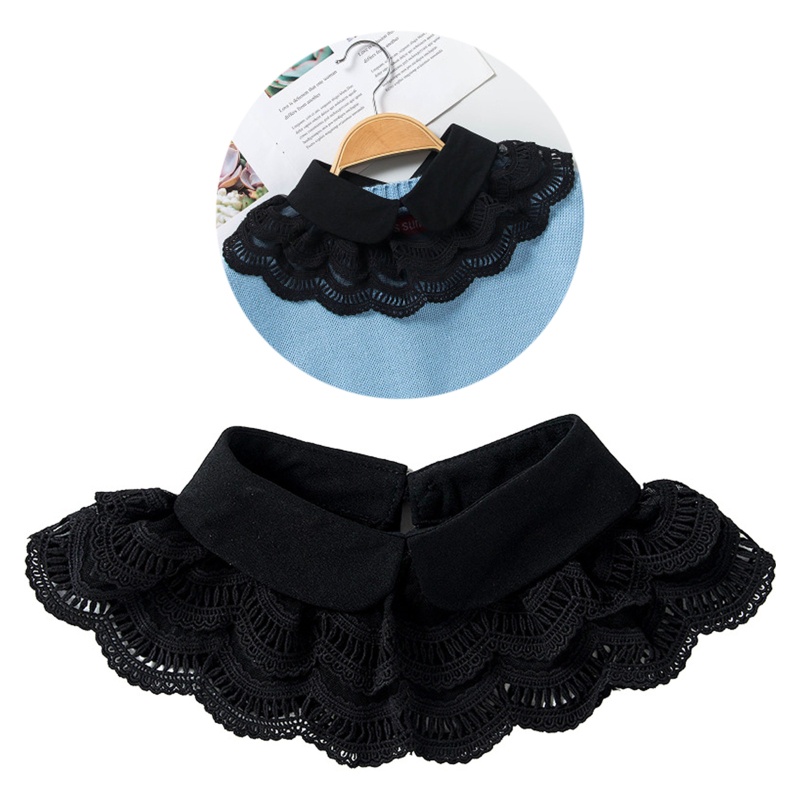 Cổ Áo Rời Chất Liệu Chiffon Phối Ren Hai Lớp Cho Nữ