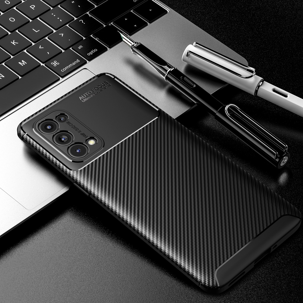 Ốp Lưng Họa Tiết Sợi Cacbon Cá Tính Cho Oppo Reno5 Pro 5g